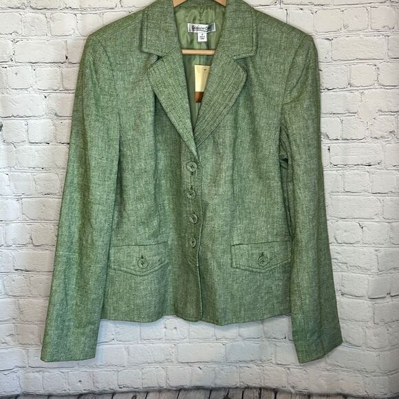 Coldwater Creek Women’s Green Blazer Cloth Buttons Front Pockets size Medium NEW - Picture 1 of 7